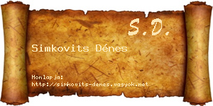 Simkovits Dénes névjegykártya